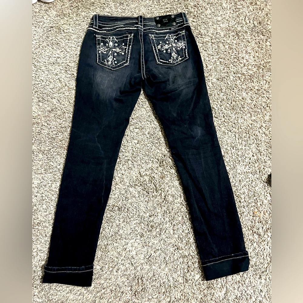 Skinny Black Cross Pockets Miss Me Jeans Size 27🖤